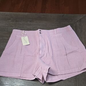 Universal Thread Pale Orchid High-Waist Linen-Blend Shorts
